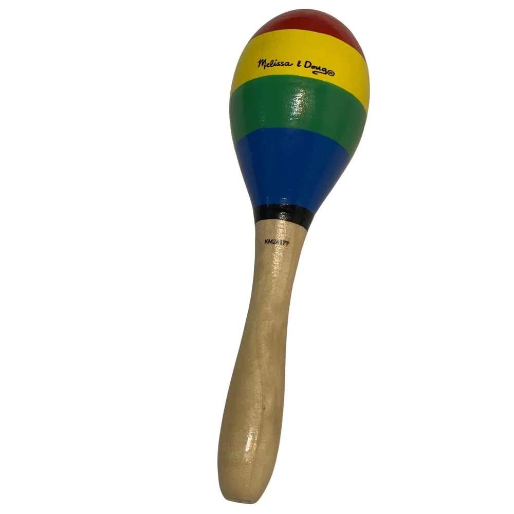 Melissa & Doug Wooden Rainbow Maraca Percussion‎ Musical Toy KM24177 Multicolor